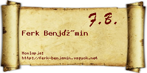 Ferk Benjámin névjegykártya