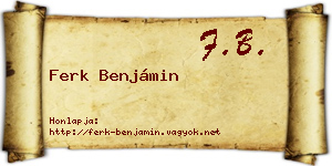 Ferk Benjámin névjegykártya